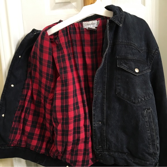 Calvin Klein Black Vintage Distressed Jean Jacket size Med - Picture 1 of 7